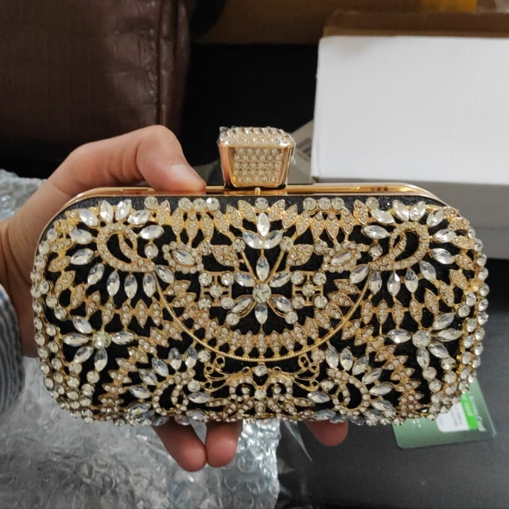 Party diamond studded clutch